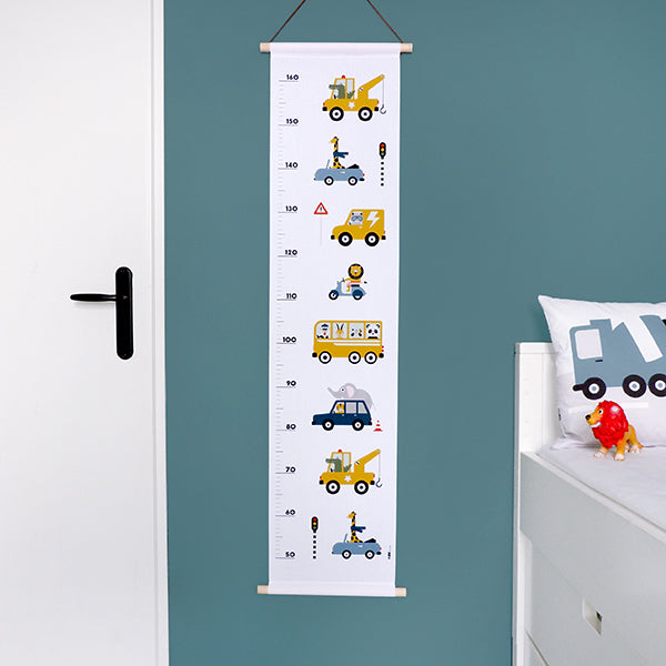Groeimeter textielposter dieren onderweg - wit