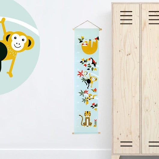 Groeimeter textielposter jungle - old green