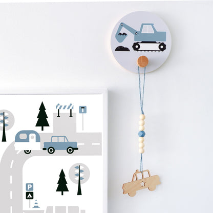 Kapstokjes 2 Voertuigen kinderkamer - jeans blauw