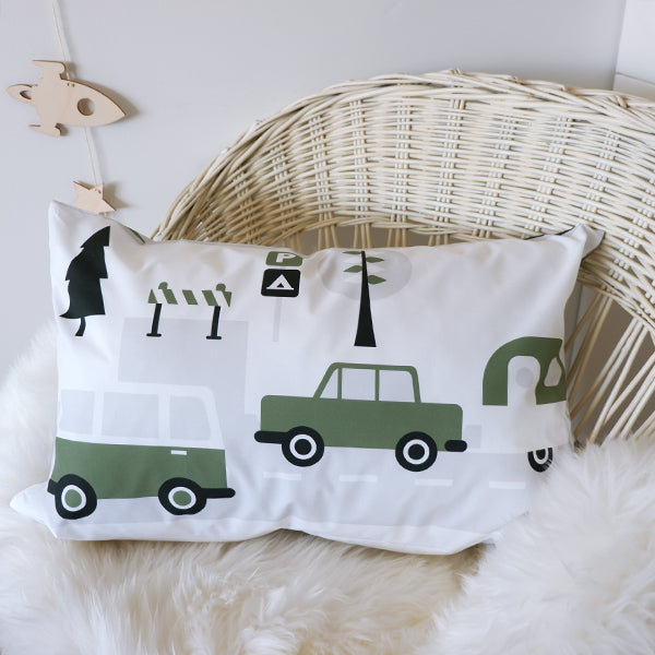 Kussen L kinderkamer Caravan en Camper - olijf groen (inclusief binnenkussen)