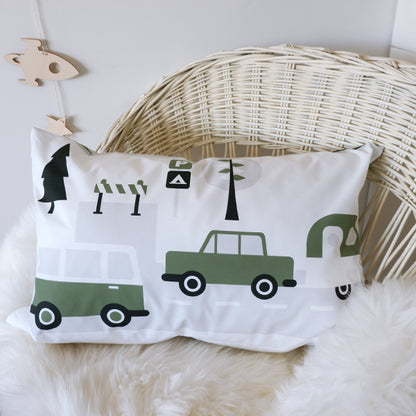 Kussen L kinderkamer Caravan en Camper - olijf groen (inclusief binnenkussen)