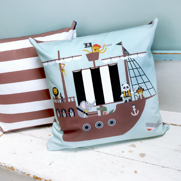 Kussen kinderkamer Piraat Piratenschip - mint (inclusief binnenkussen)