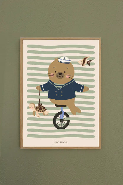 Zeehond Davy poster voor de kinderkamer