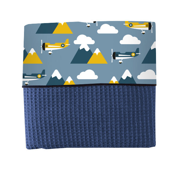 Ledikantdeken Vliegtuig jeans blauw - wafelstof donker oud blauw SALE