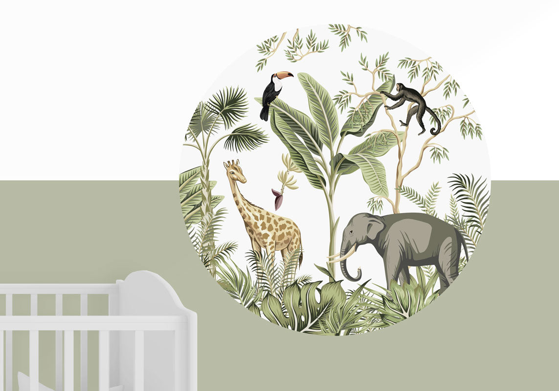 Muursticker rond - jungle kinderkamer