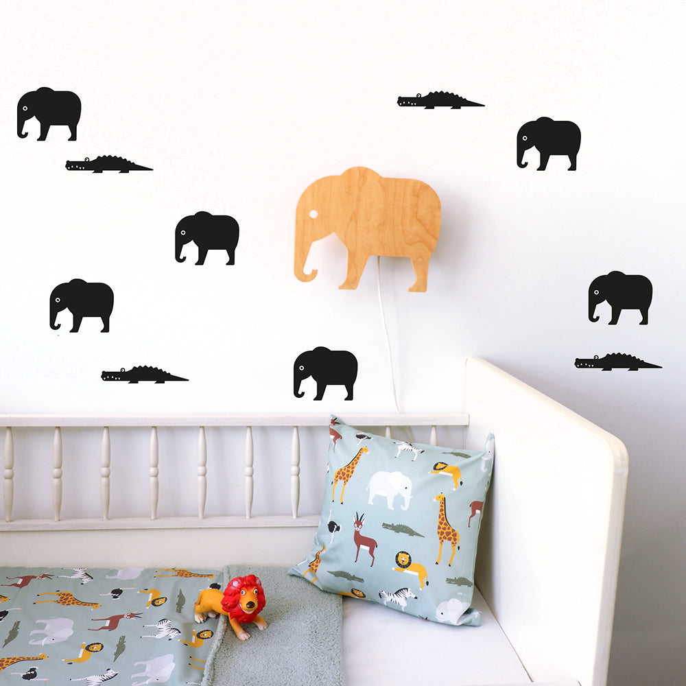Muurstickers Olifant en Krokodil