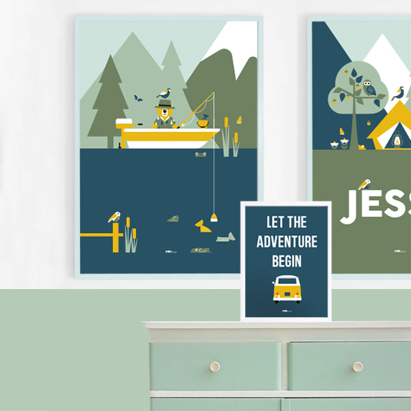 Poster XL Buitenleven met Beer in boot