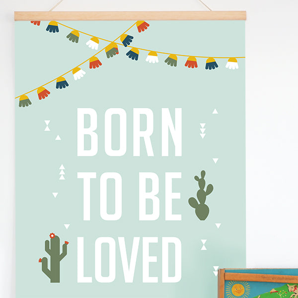 Poster XL Born to be Loved babykamer - mint