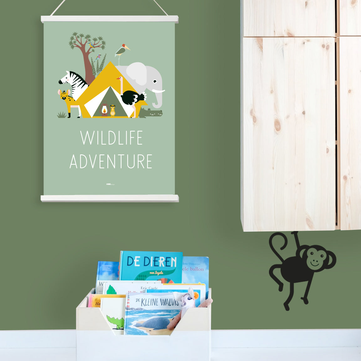 Poster XL WildLife Adventure kinderkamer - bleek groen