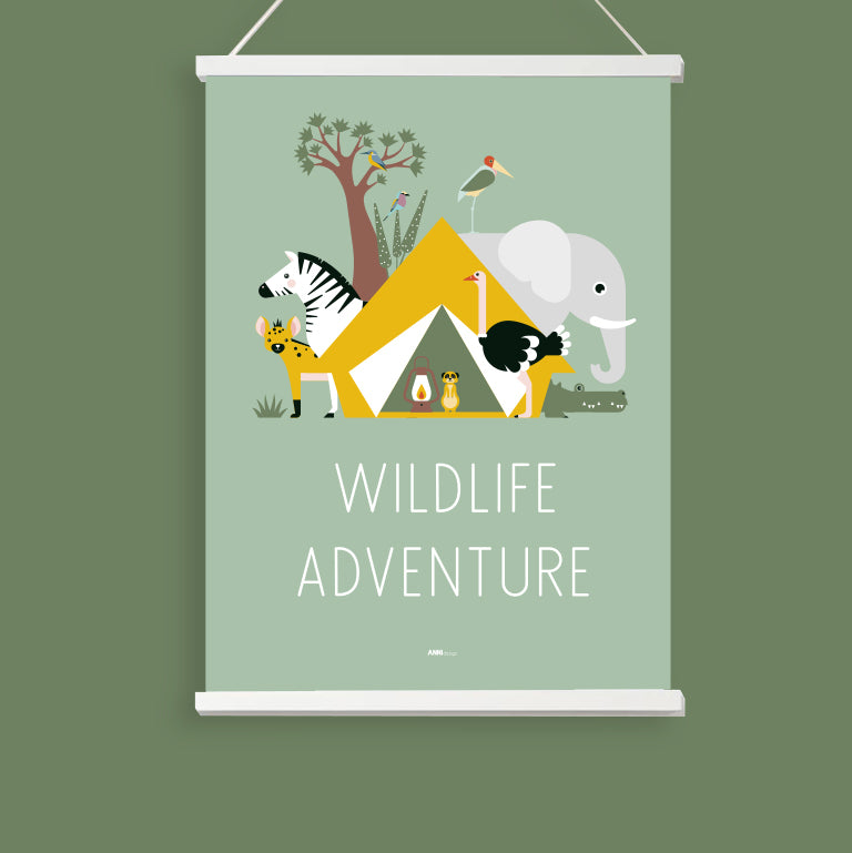 Poster XL WildLife Adventure kinderkamer - bleek groen