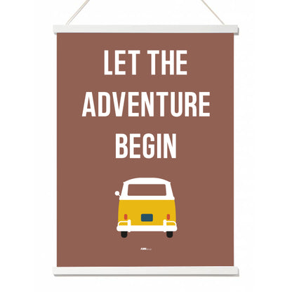 Poster XL VW bus Adventure Begin - terracotta bruin