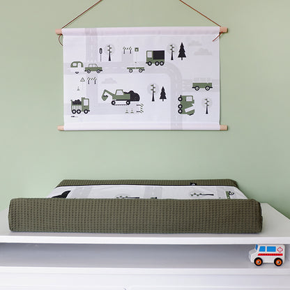 Textielposter 60x40 kinderkamer Voertuigen - olijf groen