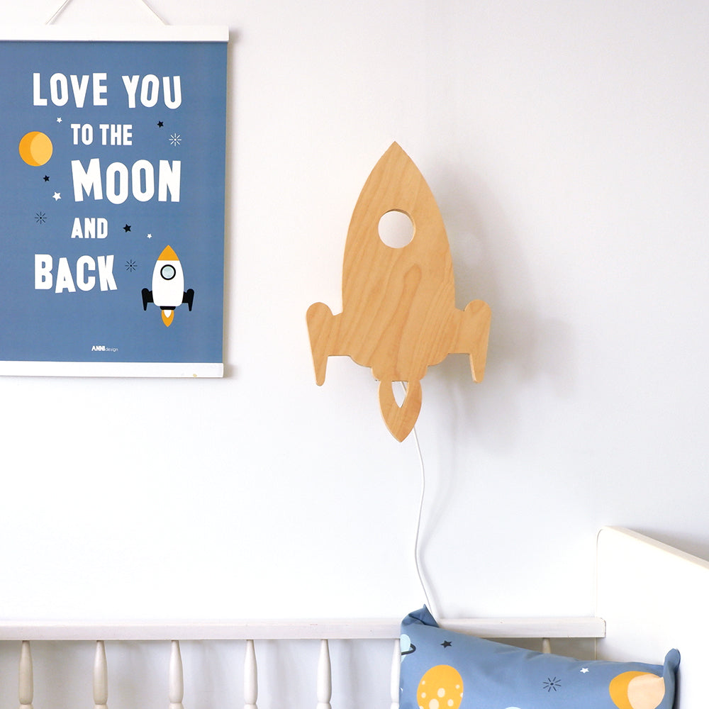 Wandlamp kinderkamer raket - hout
