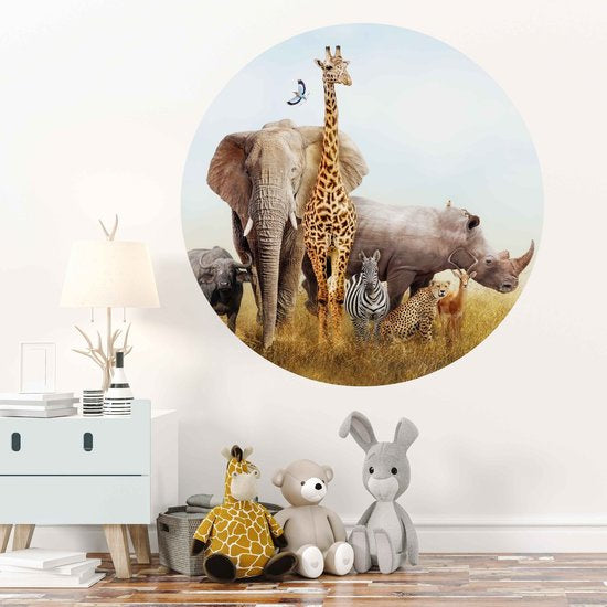 Muursticker rond - jungle kamer (dieren)