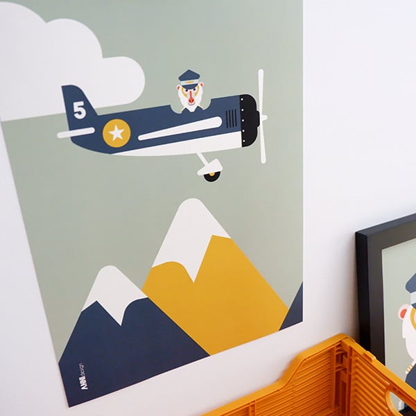 Poster poster piloot vliegtuig kamer -  bleekgroen