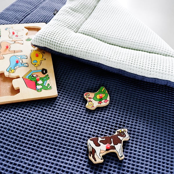 Boxkleed wafelstof reversible - donker oud blauw