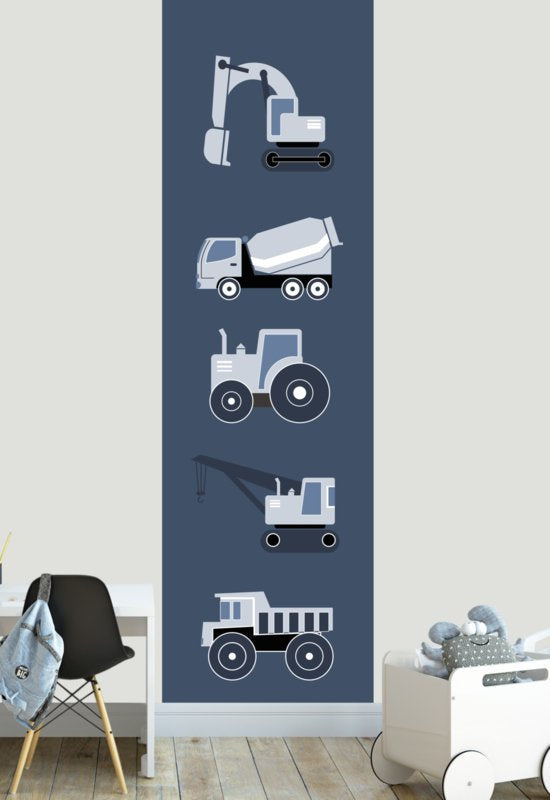 Behangstrook kinderkamer - voertuigen blauw