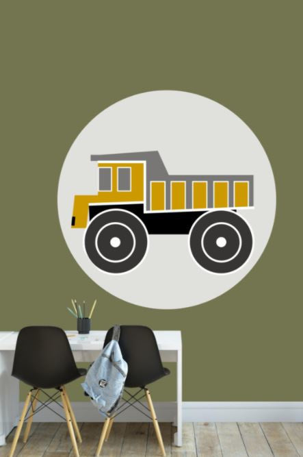 Muursticker kinderkamer - kiepwagen oker