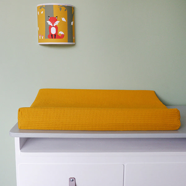 Aankleedkussenhoes babykamer wafelstof okergeel - basic
