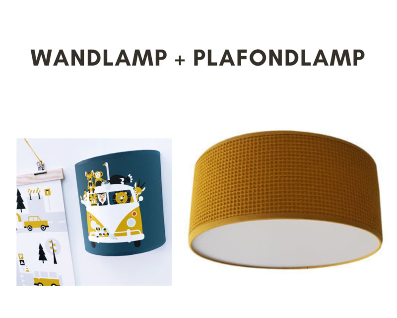 Lampenset basic + safari jungle dieren - oker donkerblauw