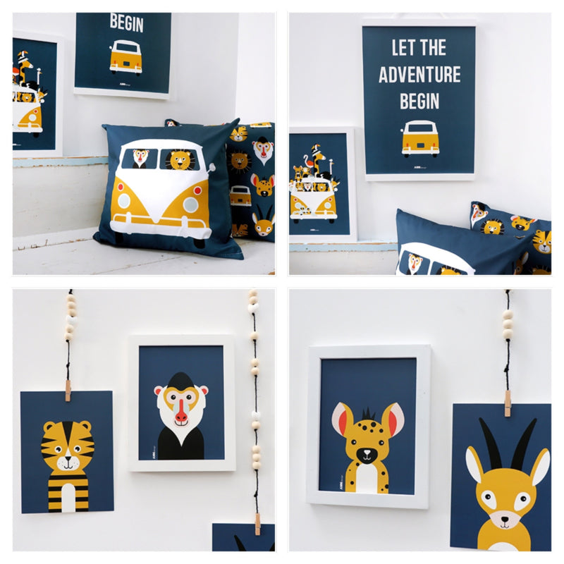 Kinderkamer aankleding en decoratie set - Safari kamer donkerblauw