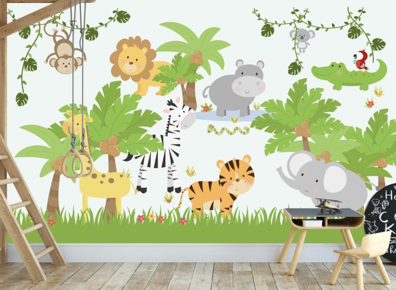 Behang jungle babykamer - kinderkamer