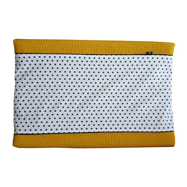 Aankleedkussenhoes wafelstof oker - ster zwart