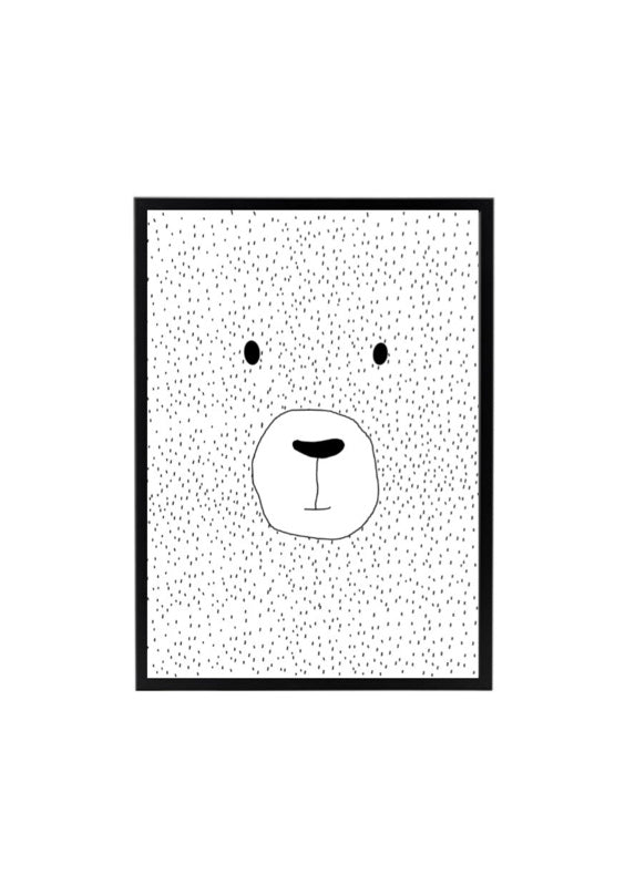 Poster kinderkamer beer zwart wit