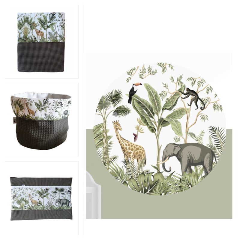 Babykamer aankleding en decoratie set - Jungle (met muurcirkel)