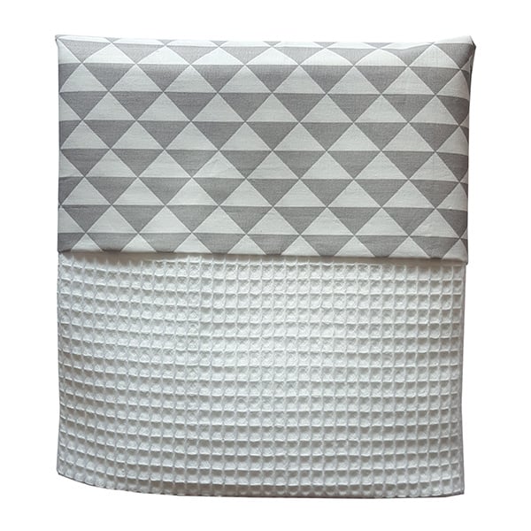 Wiegdeken wafelstof grijs - wit driehoek