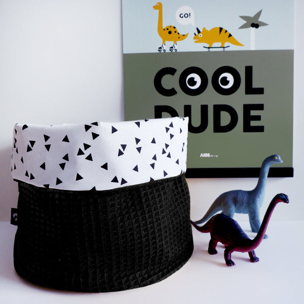 Commodemandje wafelstof zwart - zwart wit triangel