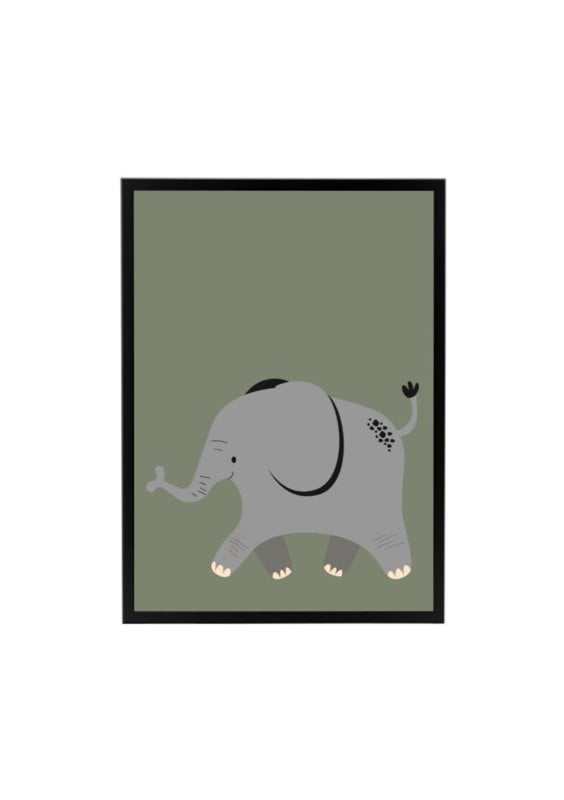 Poster kinderkamer - olifant (olijfgroen)