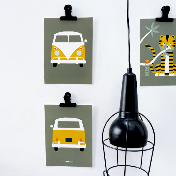 Posterset safari VW bus - olijf groen