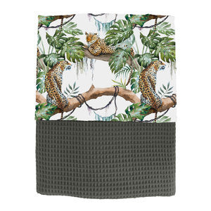 Ledikantdeken jungle babykamer -panters op wit (diverse kleuren mogelijk)