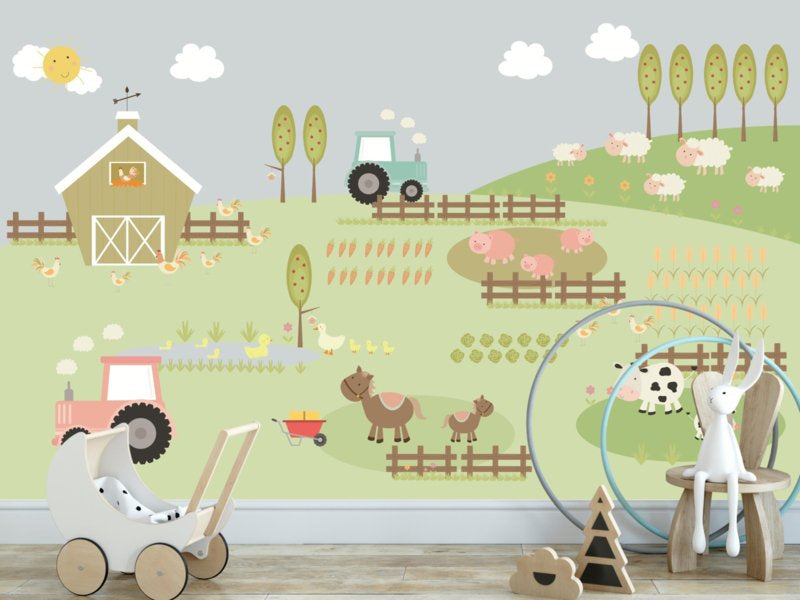 Behang boerderij kinderkamer