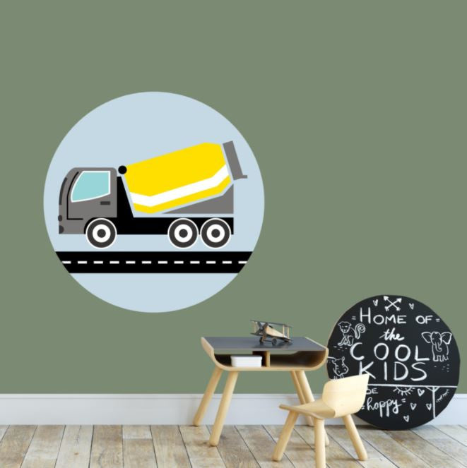 Muursticker kinderkamer - cementwagen