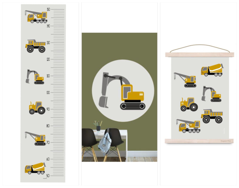 Kinderkamer aankleding en decoratie set - auto voertuigen kinderkamer