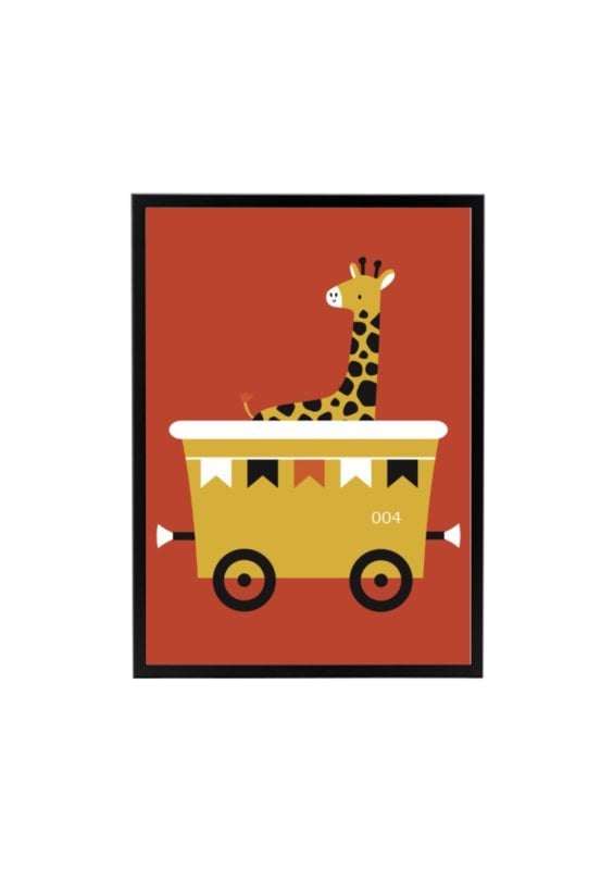 Poster trein wagon met giraffe - terra