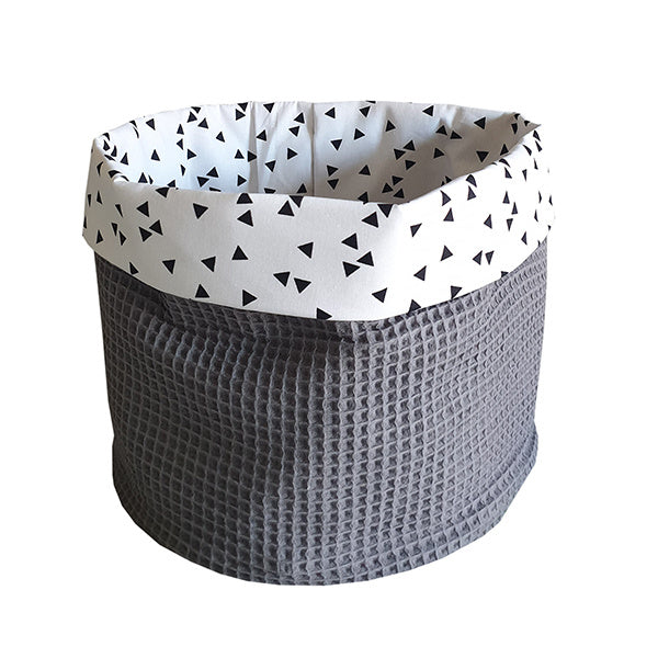 Commodemandje wafelstof grijs- zwart wit triangel