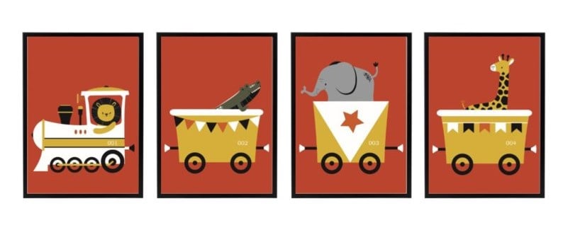 Poster trein wagon met olifant - terra