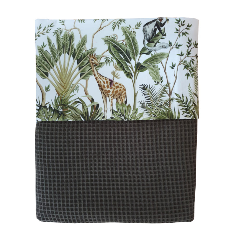Ledikantdeken jungle babykamer - wafelstof dark green