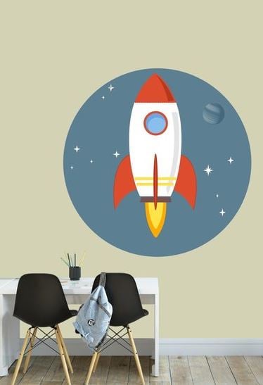 Behangcirkel kinderkamer - ruimtevaart raket