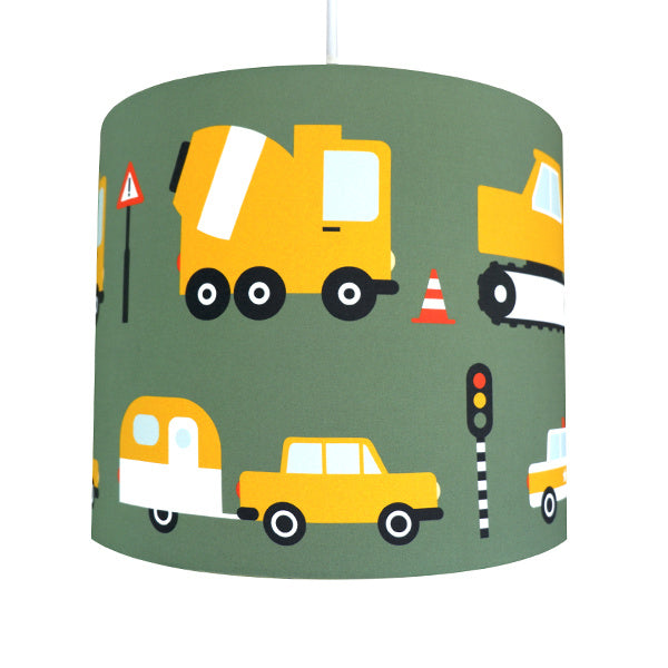 Kinderkamer lamp auto voertuigen - on the road olijfgroen