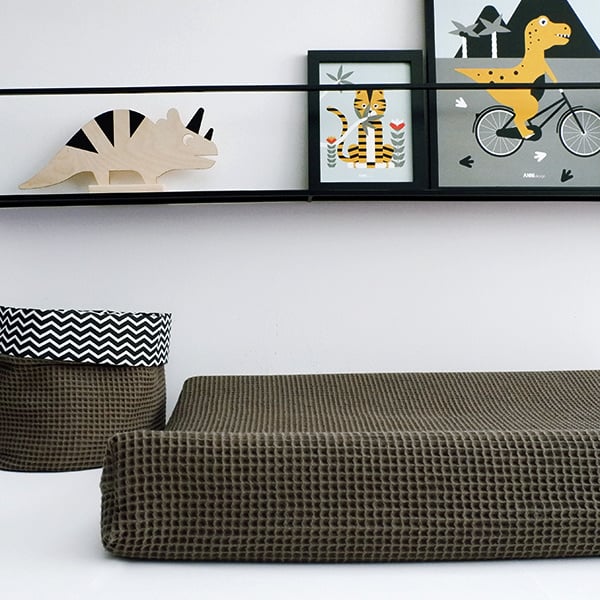 Aankleedkussenhoes babykamer wafelstof vintage groen - basic