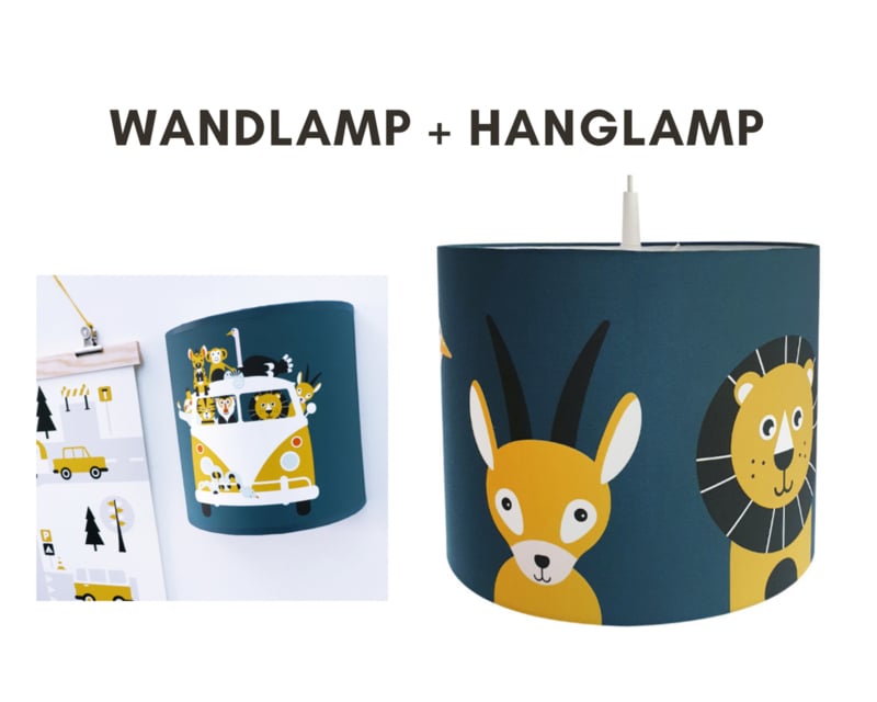 Lampen set safari dieren - donkerblauw