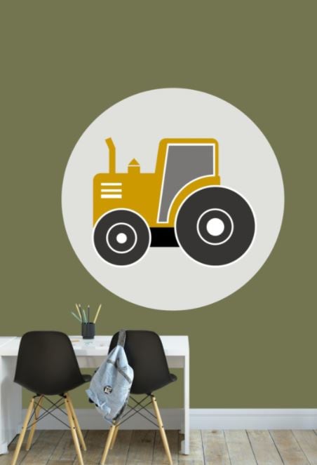Muursticker kinderkamer - tractor oker