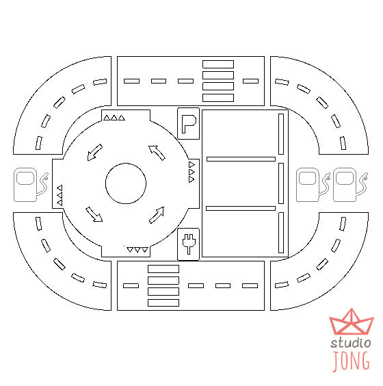Autobaan stickers rotonde wit