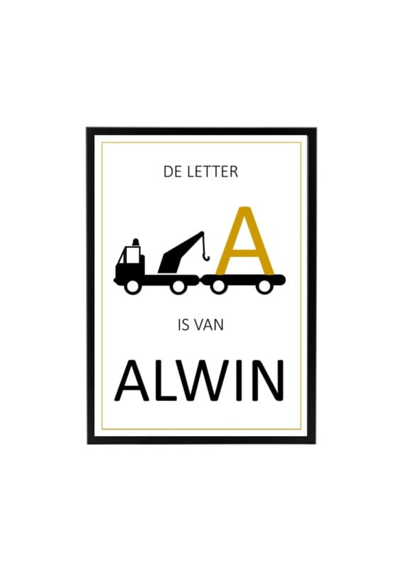 Naam posterset takelwagen + alfabet (diverse kleuren)