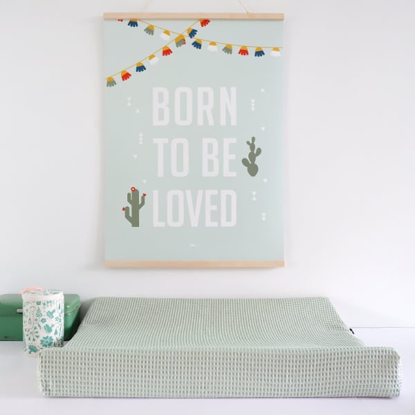Aankleedkussenhoes babykamer wafelstof old green (mint) - basic