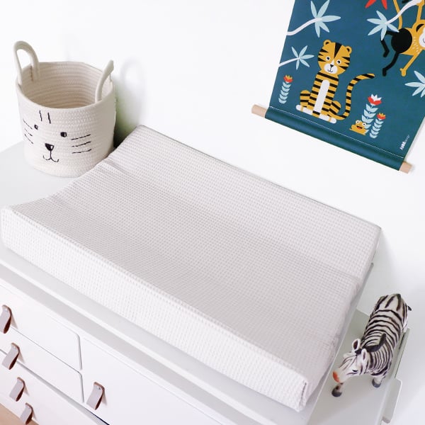 Aankleedkussenhoes babykamer wafelstof wit - basic